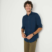 Men's Roll Sleeve Linen Shirt