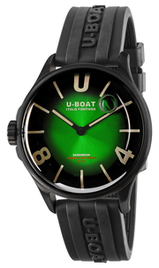 U-Boat Darkmoon Black PVD Green Dial Black Rubber Strap Quartz Mens Watch 9503