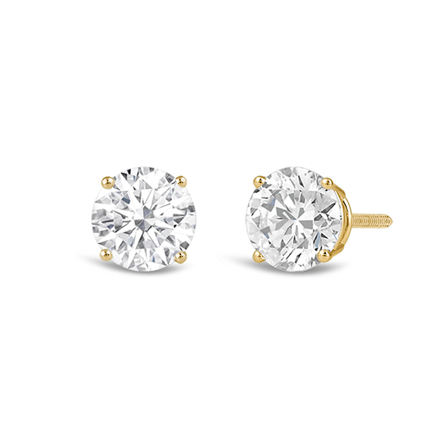 Classic Round Diamond Four Prong Stud Earrings (F/G VS+)