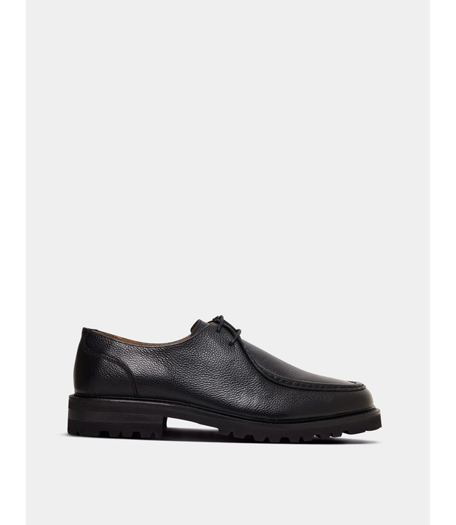 Black Chunky Apron Derby Shoe