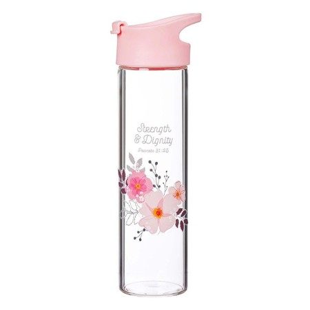 Strength and Dignity Glass Water Bottle