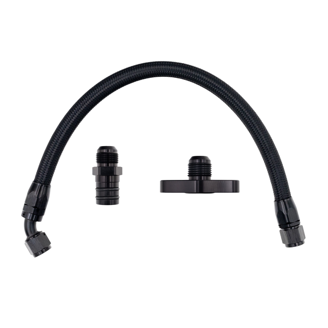 FSD 2003+ 2nd Gen Swap Turbo Drain Kit Manifold Flipped Up Black Braided