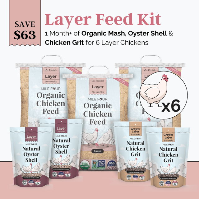 Layer Feed Kit | 1 Month of Organic Feed, Grit & Oyster Shell for 6 Layers