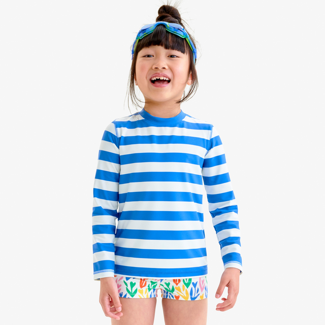 Kids long sleeve rash guard in stripe