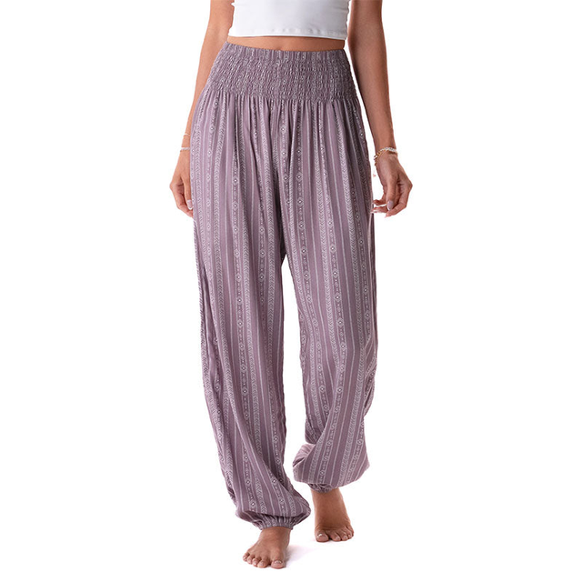 Mauve Tribal Stripe Harem Pants