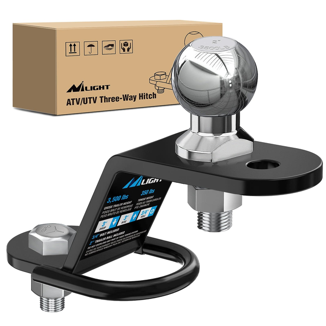 ATV/UTV Three-Way Hitch with 2 Inch Ball 3500lbs 3 Trailer Hitch Ball Mount Lawn Mover Hitch ATV UTV Trailer Hitch Adapter 3Inch Drop/Rise 3 Mounting Options