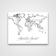 Push Pin Mini World Map - Fine Line Series