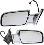 Kool Vue 1994 GMC Yukon - Driver and Passenger Side Mirrors, Power, Heated, Manual Folding, Chrome, Standard Type, with Chrome Base and Housing SET-CV130CR