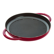 Staub Cast Iron 10-inch, Round Double Handle Pure Grill, grenadine