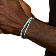 Turquoise Blue + Rope Stack, Sterling Silver