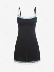 Cami Lace Trim Frilled Mini Dress