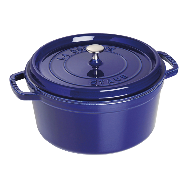 Staub Cast Iron - Round Cocottes 7 qt, Round, Cocotte, Dark Blue