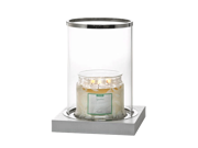 Silver-Rimmed Glass Silver Hurricane Candles Holder