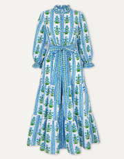 Indigo Border Tilly Dress