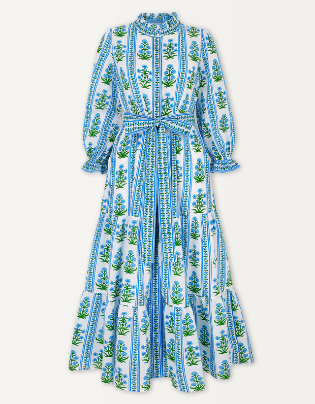 Indigo Border Tilly Dress