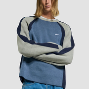 OBEY Raglan Crew Neck Sweater Dull Blue Multi