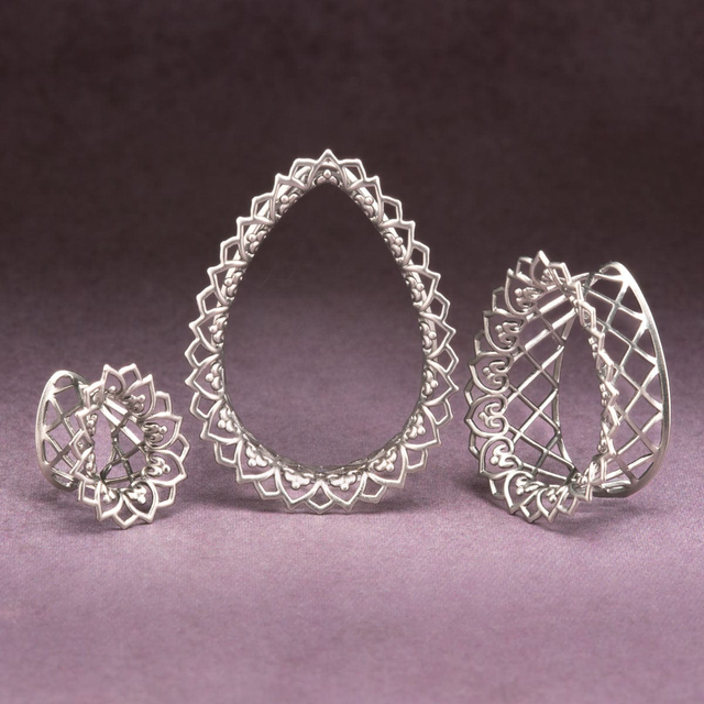 Silver Copper Hollow Crown Teardrop Tunnels