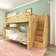 Full XL over Queen High Bunk Bed with Stairs