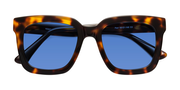 Tortoise Oversized Acetate Square Tinted Sunglasses with Blue Sunwear Lenses - Parr