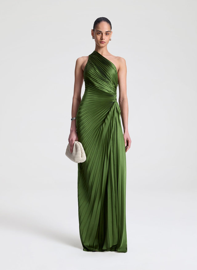 Lara Satin Pleated Gown