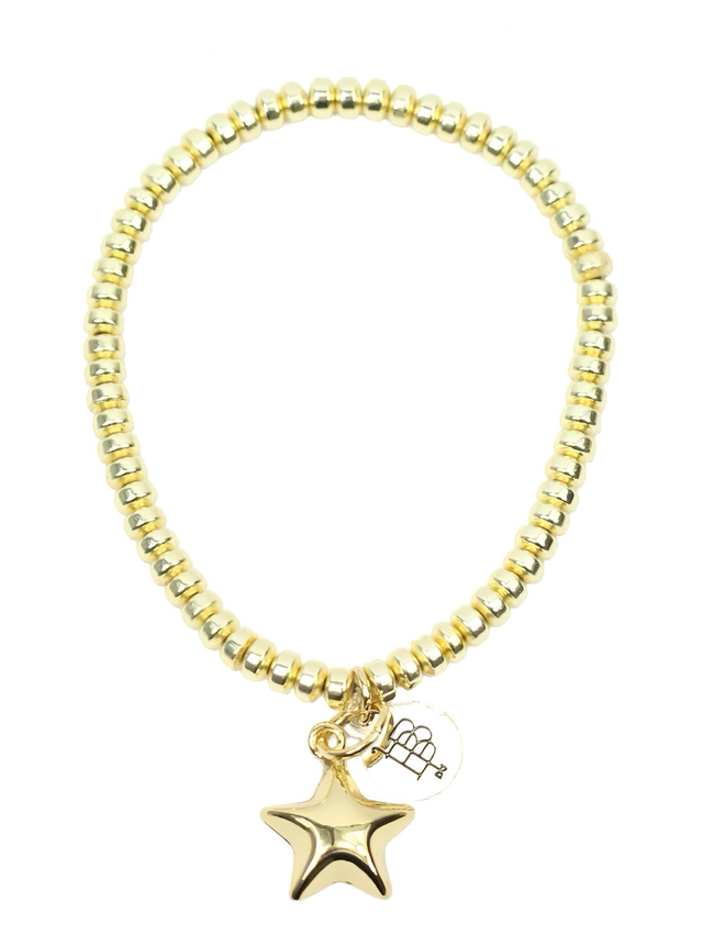 Stacker Stretch Bracelet - Gold Slice w/ Star Charm