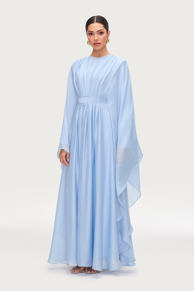 Aura Pleated Maxi Dress - Powder Blue