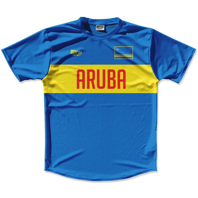 Ultras Aruba Flag Finish Line Running Cross Country Track Shirt Made In USA - Blue