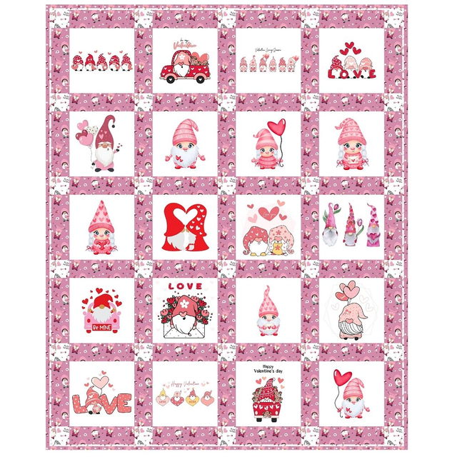 Valentine Gnome Quilt - 50” x 61 1/2"