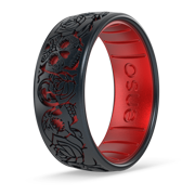 Etched Silicone Ring - Skull Tango - Black Pearl/Ruby