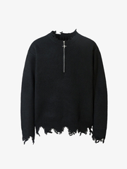 Distressed Quarter Zip Sweater