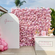 Pink and Purple Roses Fabric Flower Wall for Birthday Party