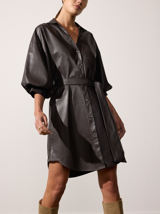 The Kate Belted Vegan Leather Dress
