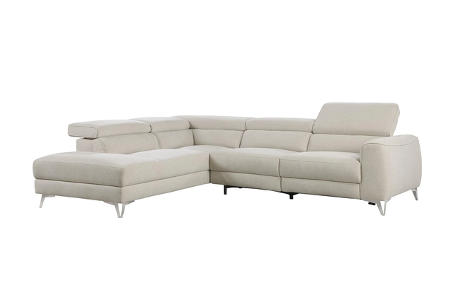 Ember Beige 2 Piece Power Reclining Sectional with Left Arm Facing Chaise & Adjustable Headrest