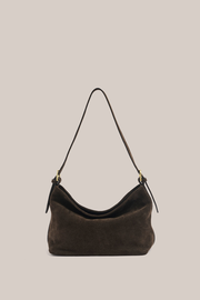 Pre Order: Eden Dark Chocolate Suede Shoulder Bag