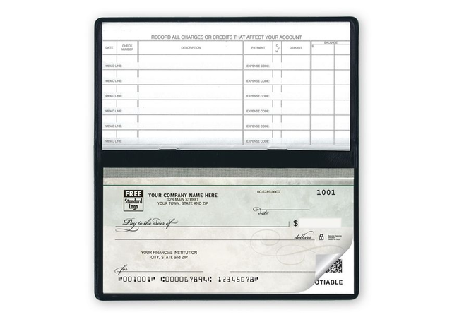 Compact Size Duplicate Checks, Green Marble Design