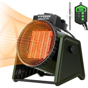 Greenhouse Heater with Adjustable Digital Thermostat, 1500W/750W Electric Heater