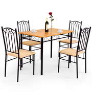 Tangkula 5 Piece Dining Table Set, Vintage Wood Top Padded Seat Dining Table and Chairs Set