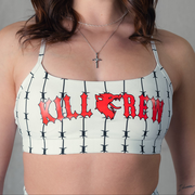 BARBWIRE SPORTS BRA - WHITE / RED