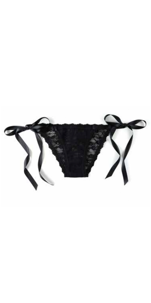 Peek-a-Boo Lace Side Tie Bikini Black