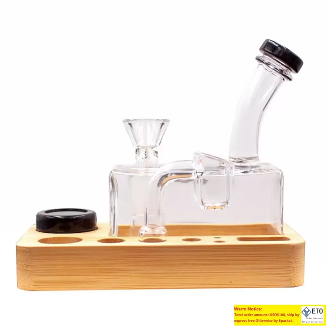 Hookahs Dual Use Dab Slab Mini Water Pipe Tray with Tooling Holders and Stash Jar from China Glass Bong Factory