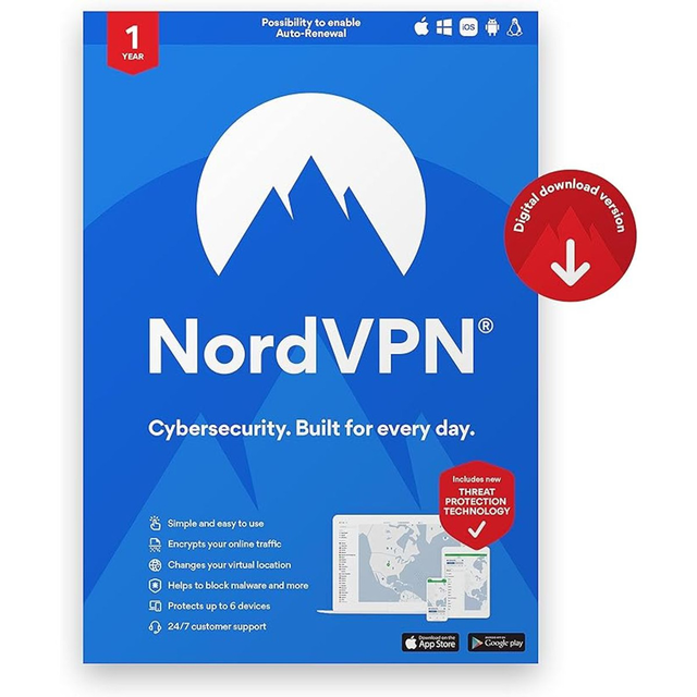 NordVPN® Virtual Private Network Digital Software - Standard (1 or 2-Year Sub)