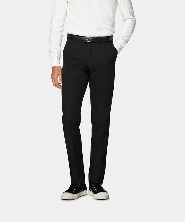 Black Slim Leg Straight Chinos