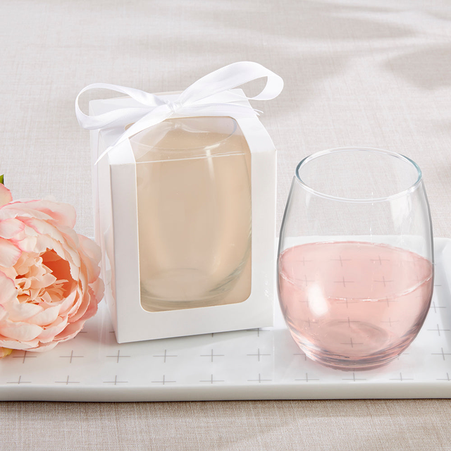 White 9 oz. Glassware Gift Box with Ribbon (Set of 12)
