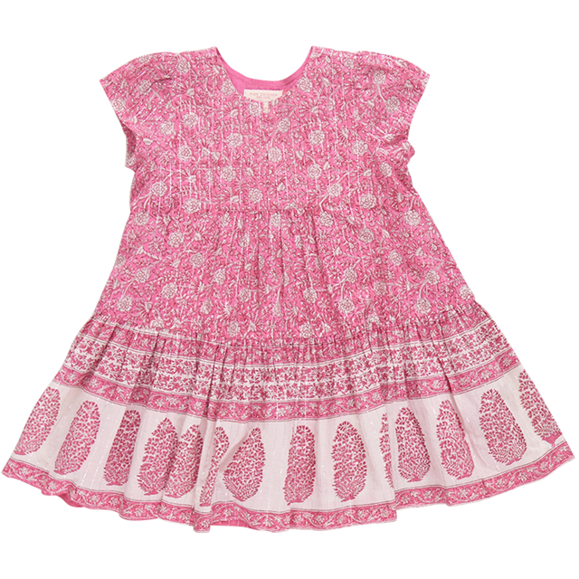 Girls Adele Dress - Hot Pink Garden Floral