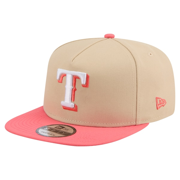 Men's Texas Rangers New Era Light Beige/Coral Color Pack A-Frame 9FIFTY Snapback Hat