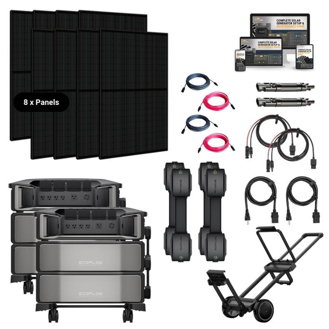 Dual EcoFlow DELTA PRO [ULTRA] Platinum Solar Kits - 7.2kw-14.4kw Output + 24kWh-60kWh Lithium Battery Bank | Choose Custom Bundle | 5-Year Warranty