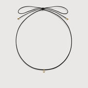 Solitaire Diamond  Black Cord Necklace