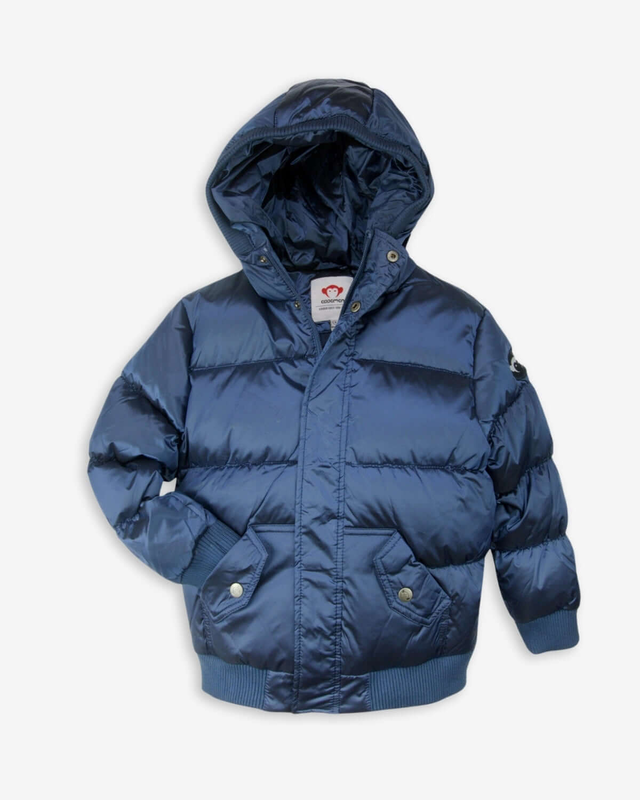 Navy Blue Slim Puffy Coat