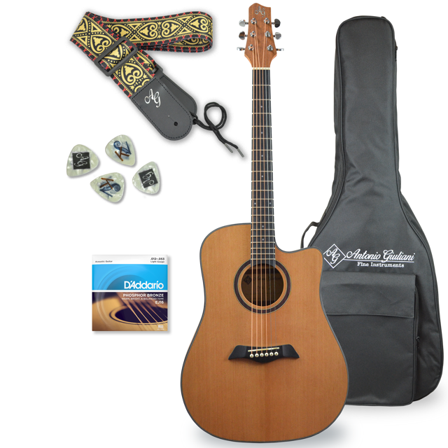 CLEARANCE Antonio Giuliani DN-2 Dreadnought Cutaway Acoustic Guitar Outfit