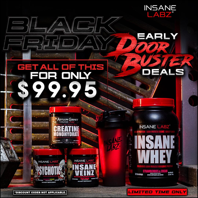 Door Buster Deal: Pump & Energy Stack + Whey, Creatine and Shaker